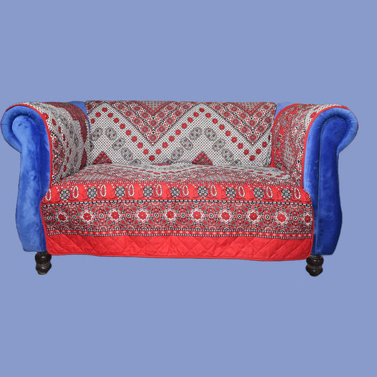 Quilted Printed Ajrak Style Sofa Cover – Elegant Design & Full Protection