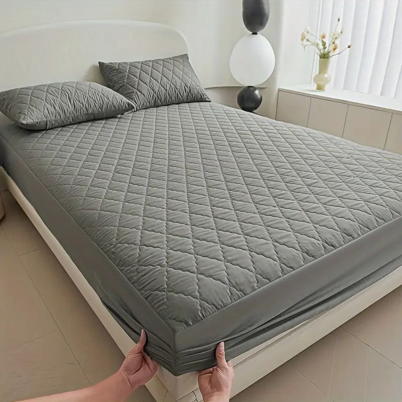 Premium Plain Colorful Bubble Quilted Mattress Cover – Soft, Stylish & Cushioned Comfort