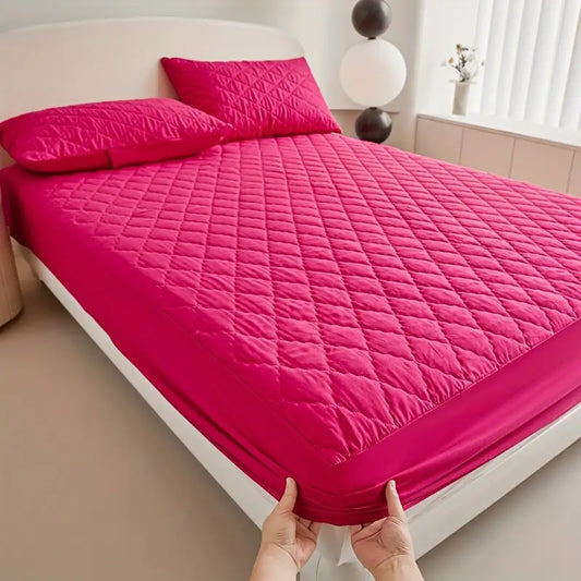 Premium Plain Colorful Bubble Quilted Mattress Cover – Soft, Stylish & Cushioned Comfort