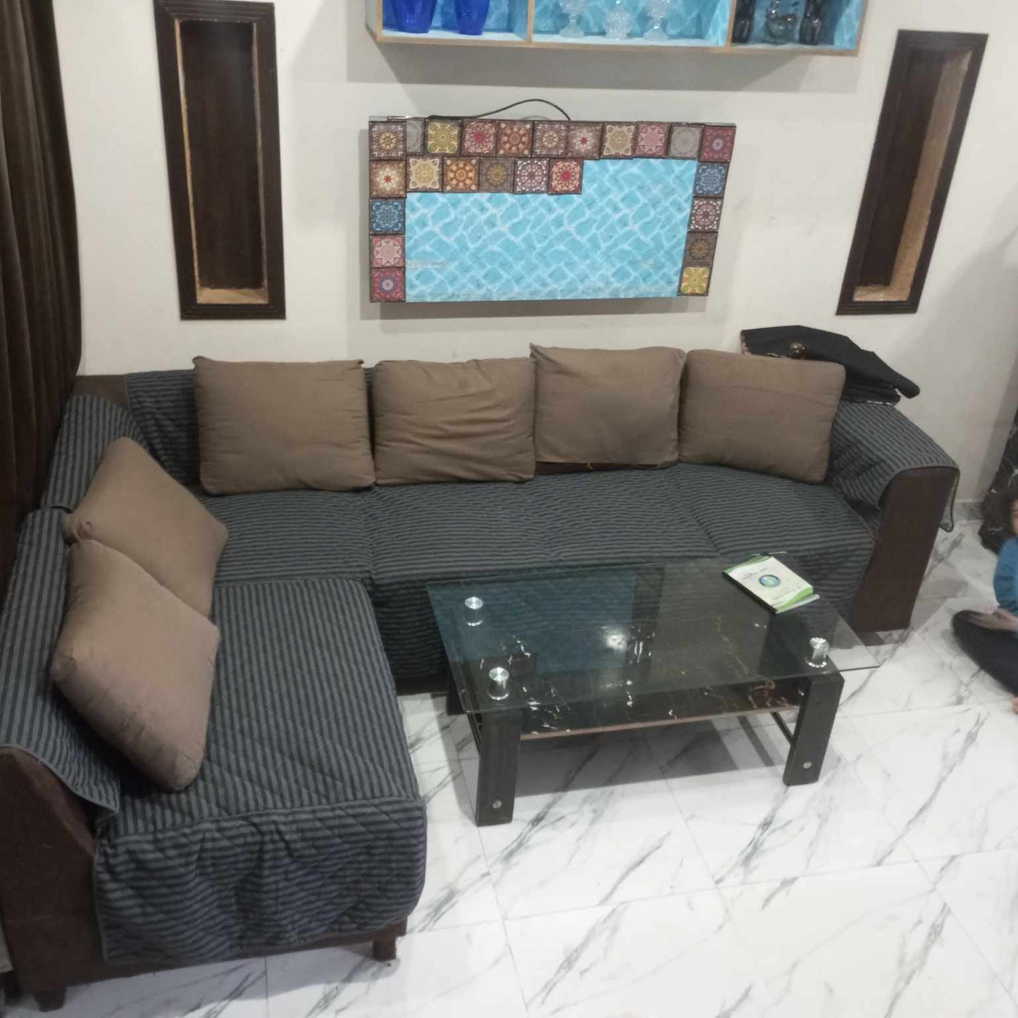 Elegant L-Shaped Sofa Protector – Full Coverage & Comfort